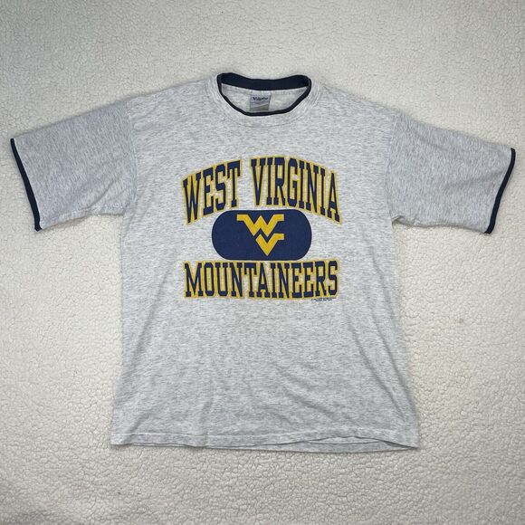 Vintage 1990 West Virginia Mountaineers Double Layer T-Shirt Single Stitch USA - Picture 1 of 8